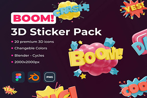 BOOM 3D Sticker Pack, an Object 3D Model by Lumina_ui_ux202