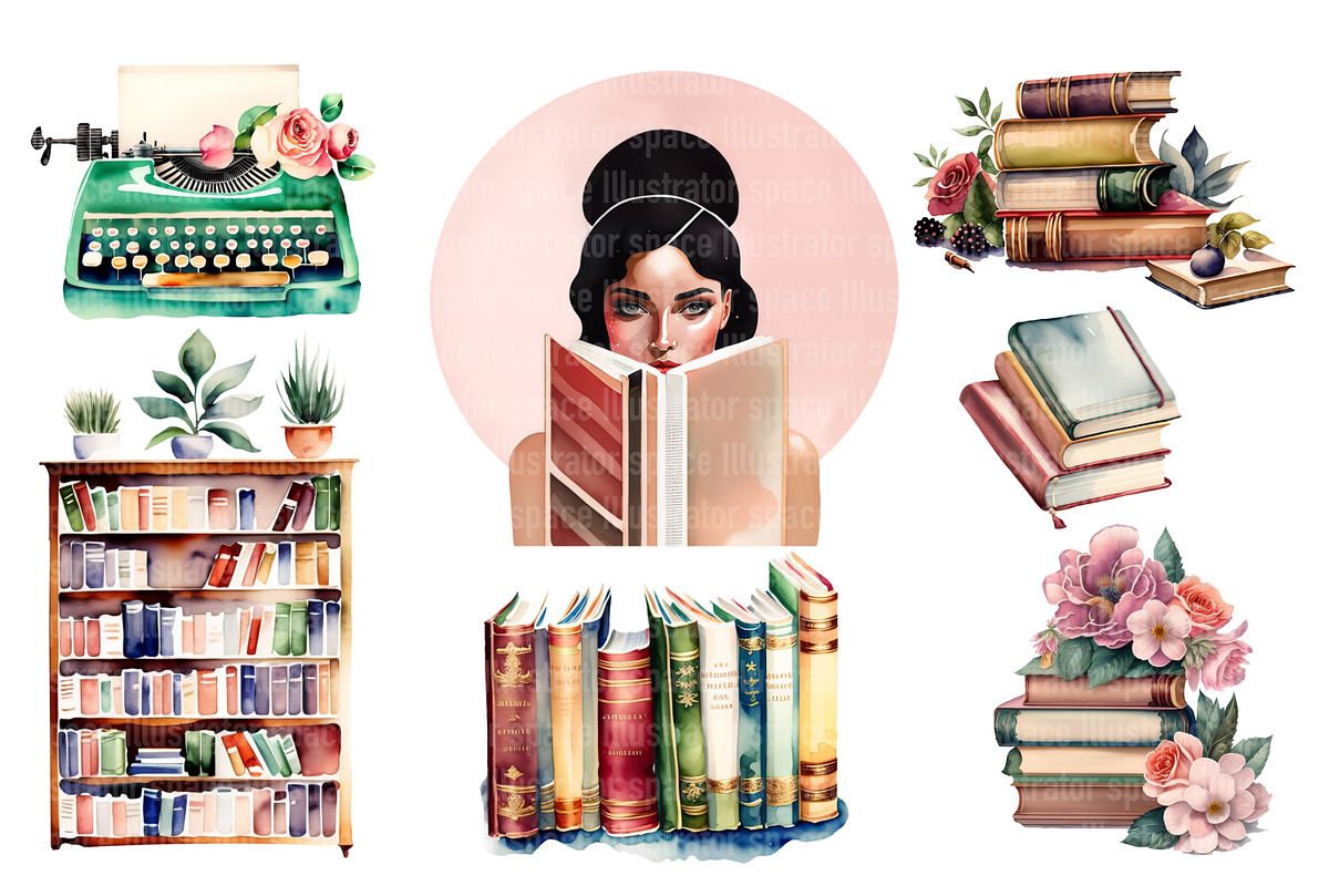 Books clipart, Booklover PNG, an Illustration by Illustrator Space (Photo 4 of 9)