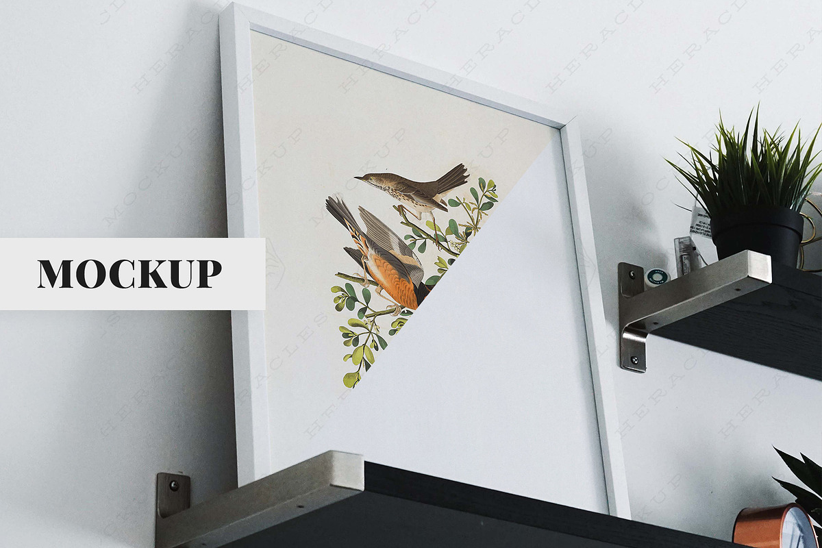 Frame Mockup on shelf, Vertical 8x10, a Print Template by HeraclesVisuals