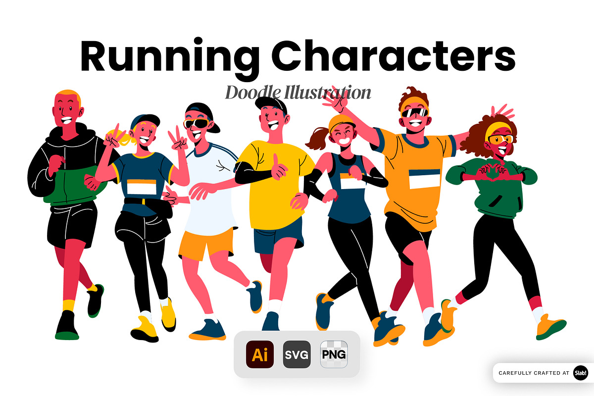 Running Characters Illustration, a Sport Illustration by SLAB! Design (Photo 1 of 3)