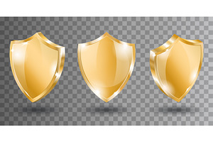 Glossy golden shields set, an Object Illustration by Yayasya