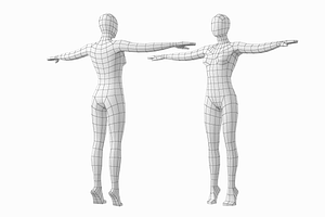 Female Base Mesh In 3 Modeling Poses