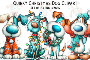 Quirky Christmas Dog Clipart Bundle, an Illustration by Craft Nest