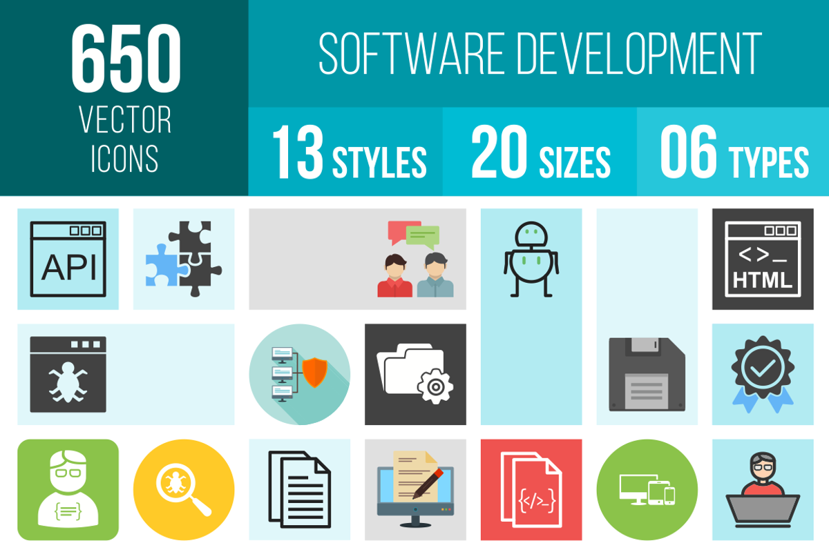 650 Software Development Icons, an Outline Icon by IconBunny