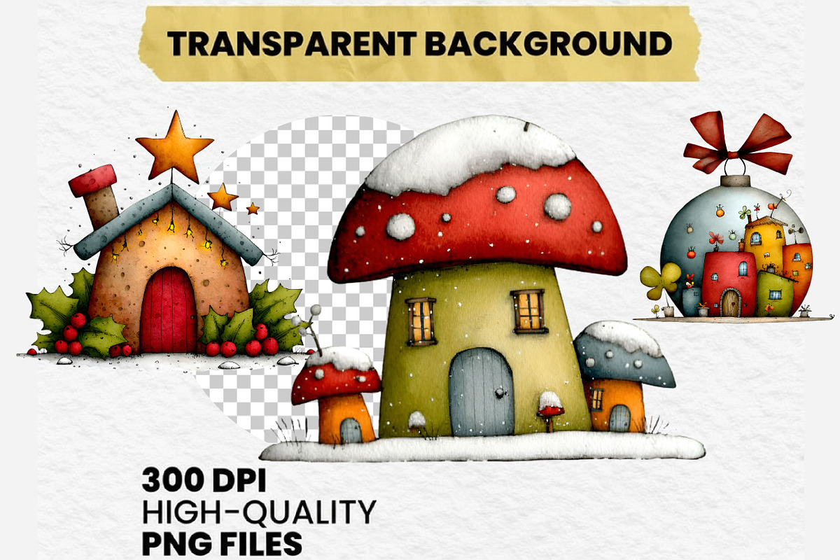 Whimsical Christmas House Clipart, an Illustration by Dream Creation (Photo 7 of 7)