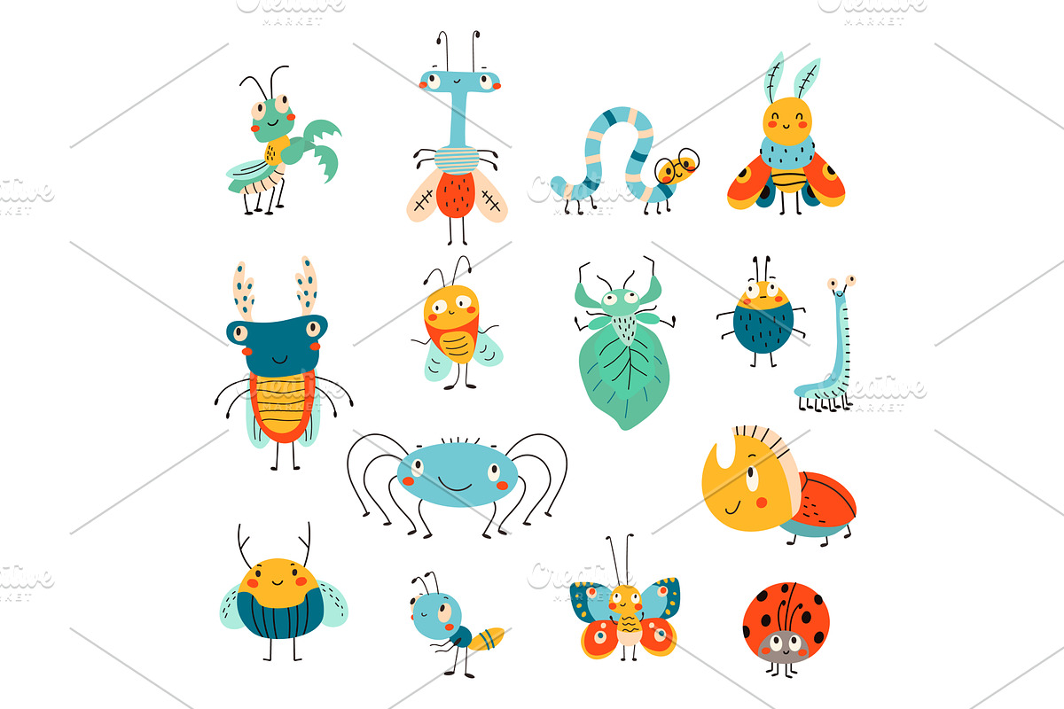 Cute insects doodle style. Isolated, a Graphic by Valerie Bodnar