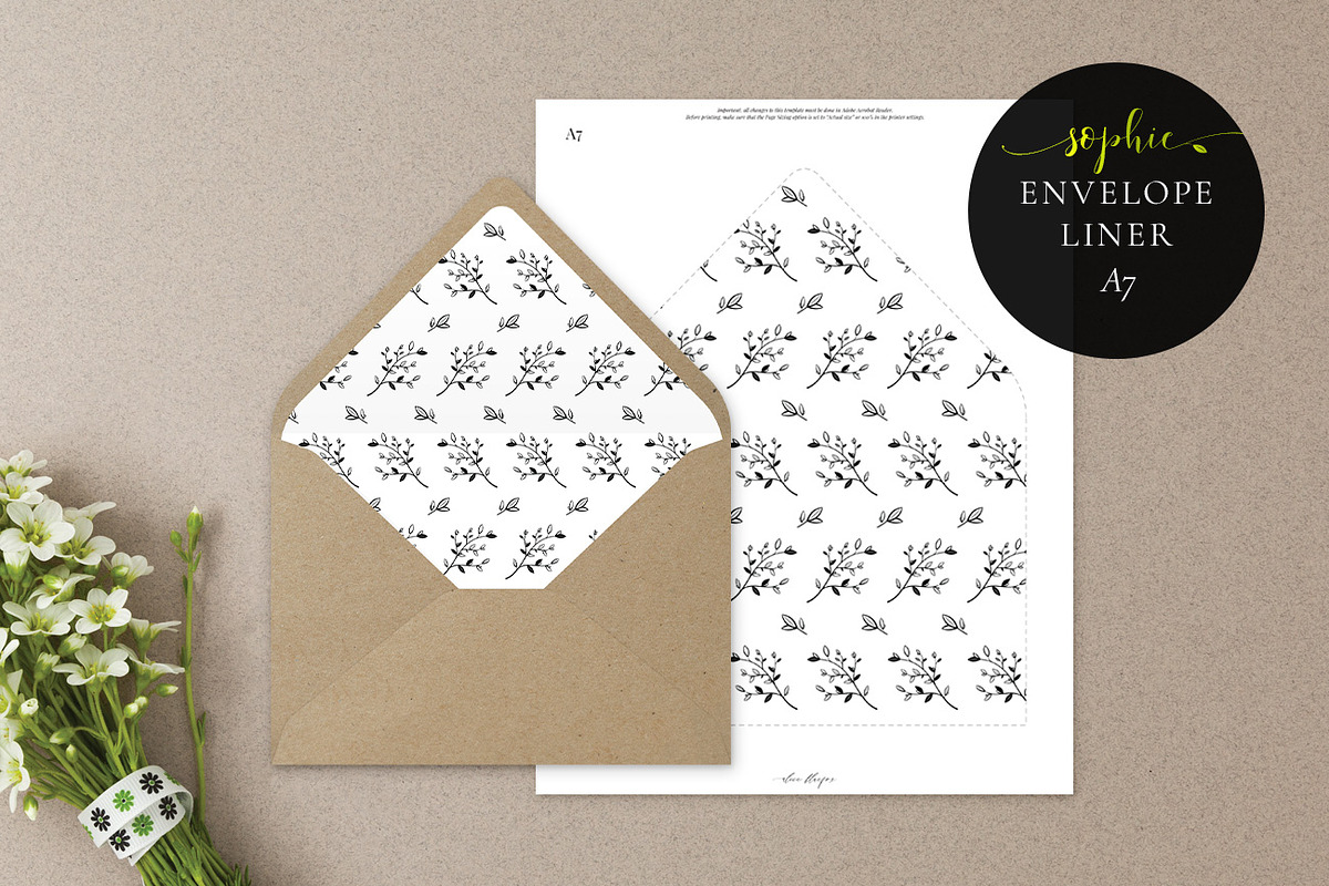 Printable Envelope Liner, Sophie, an Invitation Template by Alice Bluefox (Photo 3 of 6)