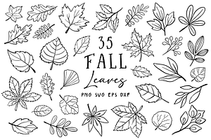 Hand Drawn Fall Leaves Clipart, a Seasonal Illustration by LemonDesign
