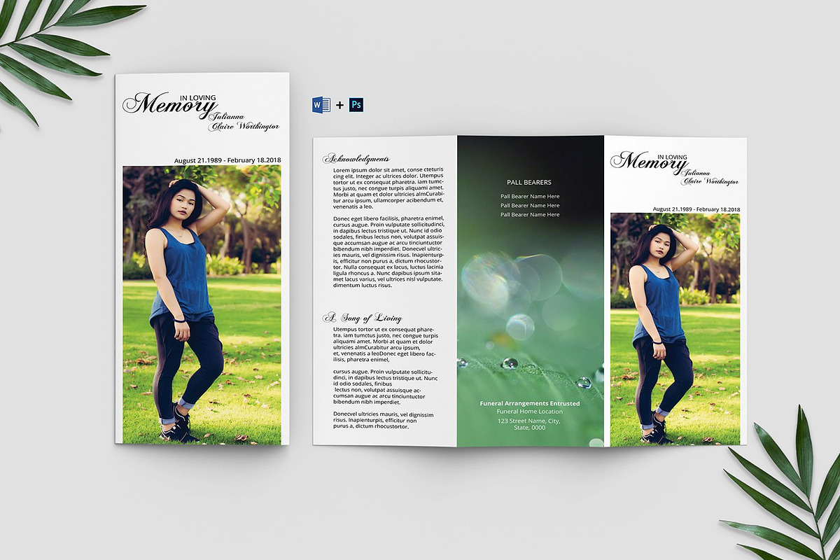 Trifold Funeral Program Template, a Brochure Template by retrographix (Photo 1 of 3)