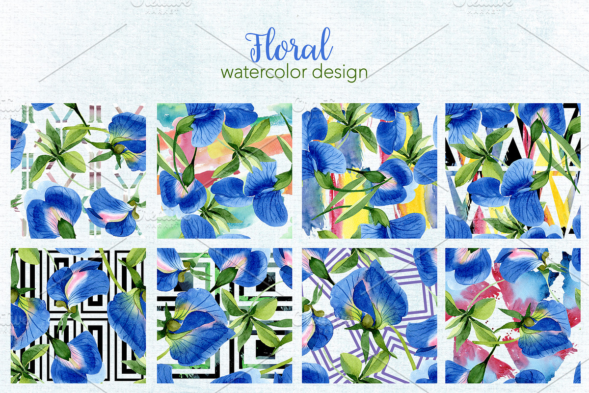 Sweet pea flowers Watercolor png, an Illustration by WatercolorPNG.com (Photo 5 of 10)