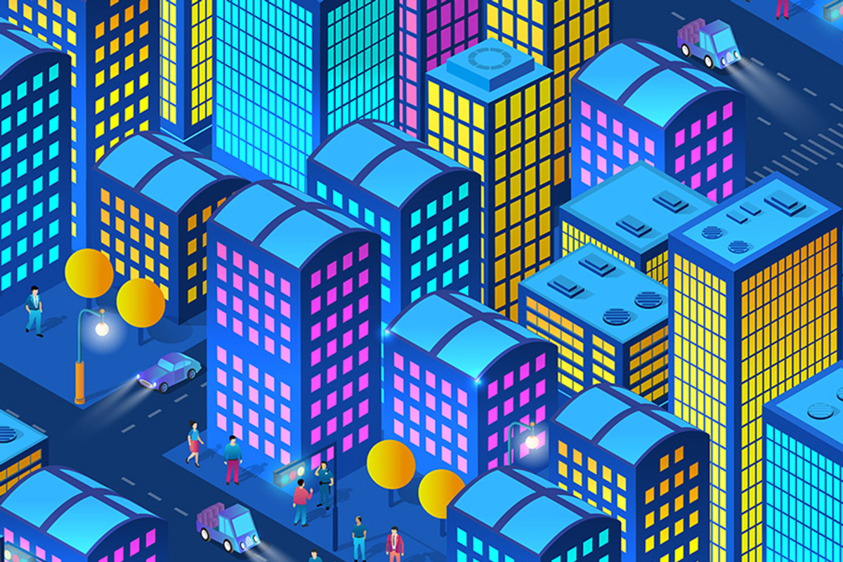 Night neon isometric city, an Object Graphic by AlexZeL (Photo 5 of 9)