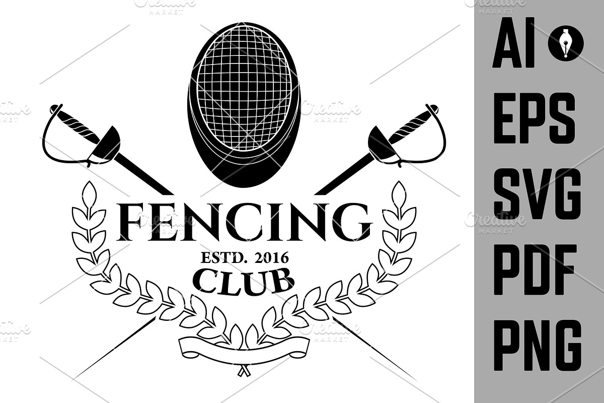 Fencing club label template., an Icon by Vectorhight