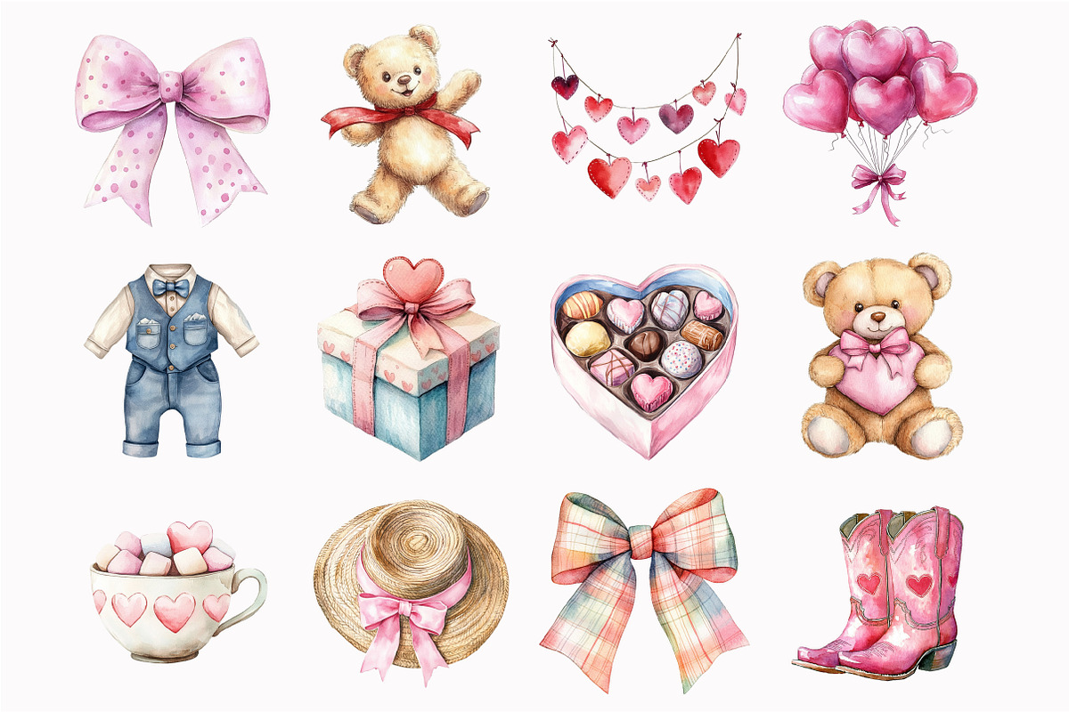 Watercolor Romantic Teddy Bears Clip, a Seasonal Illustration by Design Market (Photo 5 of 5)