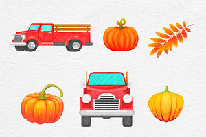 Watercolor Pumpkin Truck