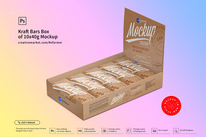 Kraft Bars Box Of 10x40g Mockup