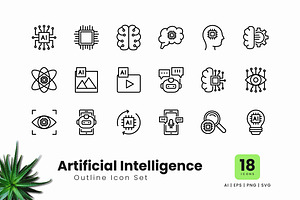 Artificial Intelligence Outline Icon, an Outline Icon by Zeer Graphic