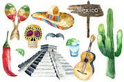 Watercolor set of Mexico., a Food Illustration by Vikeriya (Thumbnail 2 of 5)
