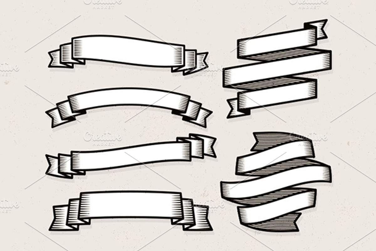Wood Carved Banner Illustrations preview 2