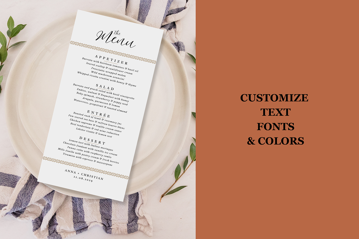 Minimalist Dinner Menu Canva Templat, a Card Template by GraphiCarola (Photo 4 of 6)