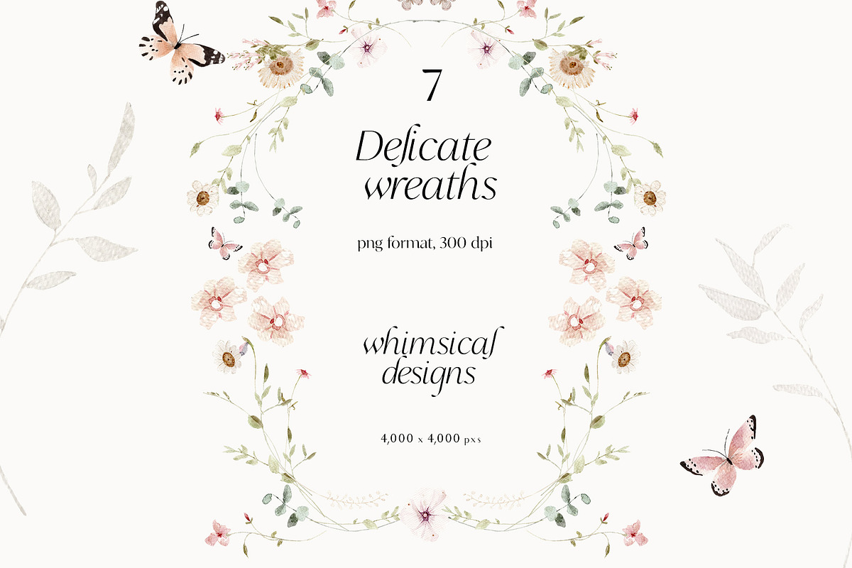 Watercolor wildflowers & Bunnies Set, a Graphic by Grace Noboa Illustrations (Photo 6 of 14)