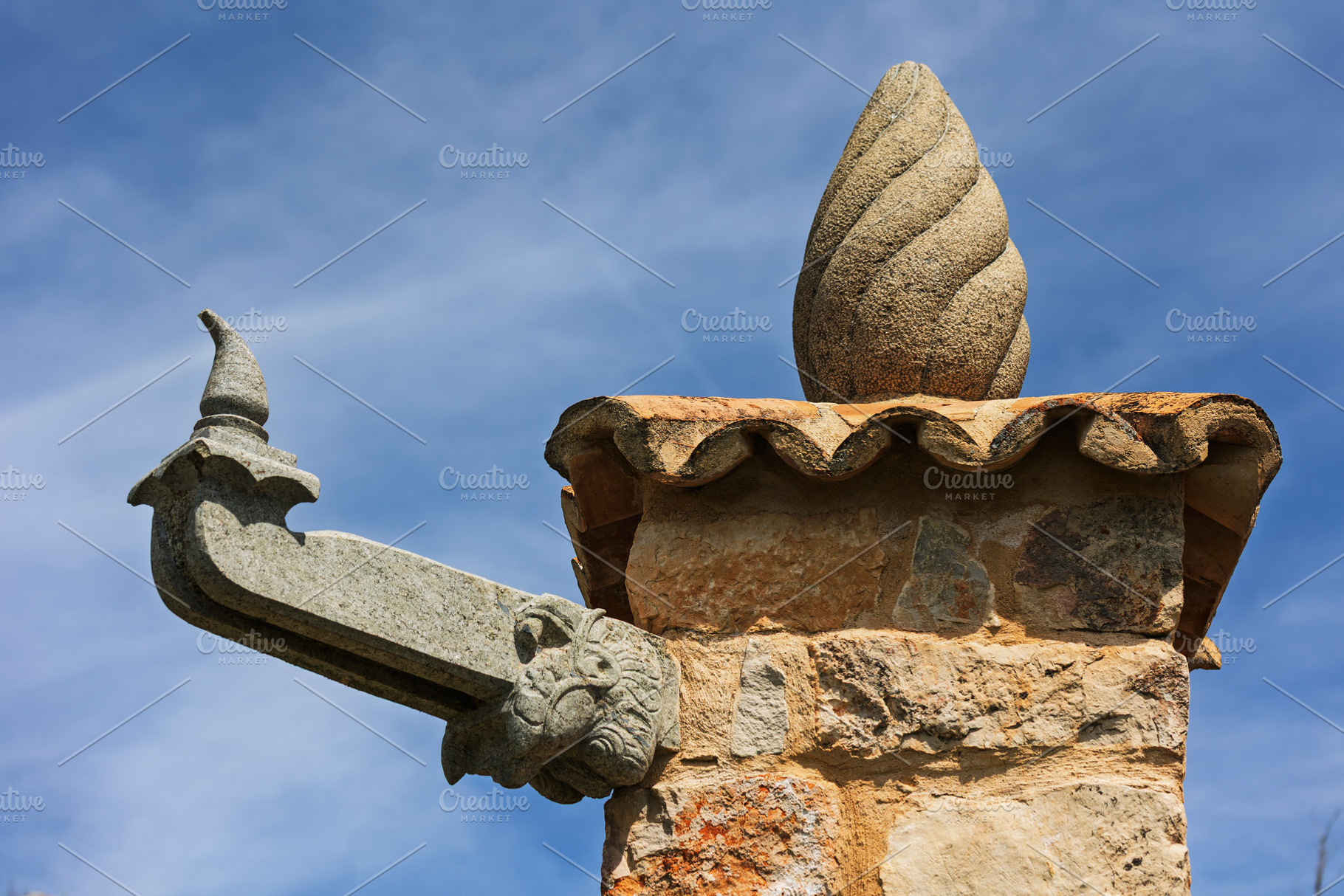 Stone gargoyle and architectural fin, an Architecture Photo by Perpis