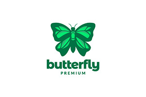 Green Butterfly Insect Beauty Logo