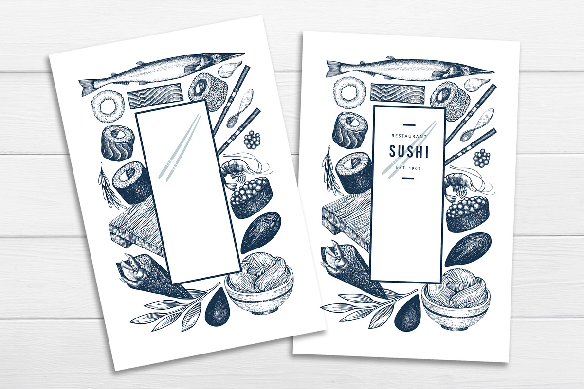 Sushi Vector Collection, a Food Illustration by Lubov Illustrations Shop (Photo 4 of 5)