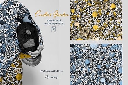 Endless Garden Yellow & Blue Pattern