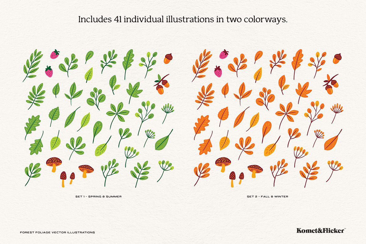 Forest Foliage Illustrations, an Object Graphic by Komet & Flicker (Photo 3 of 7)