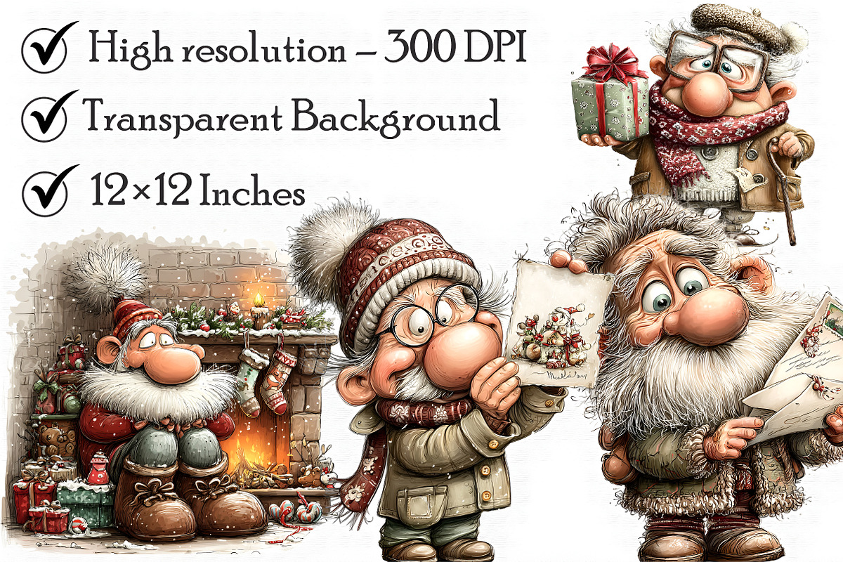 Retro Christmas Grandpa Clipart, an Illustration by Libby Wishes (Photo 6 of 7)