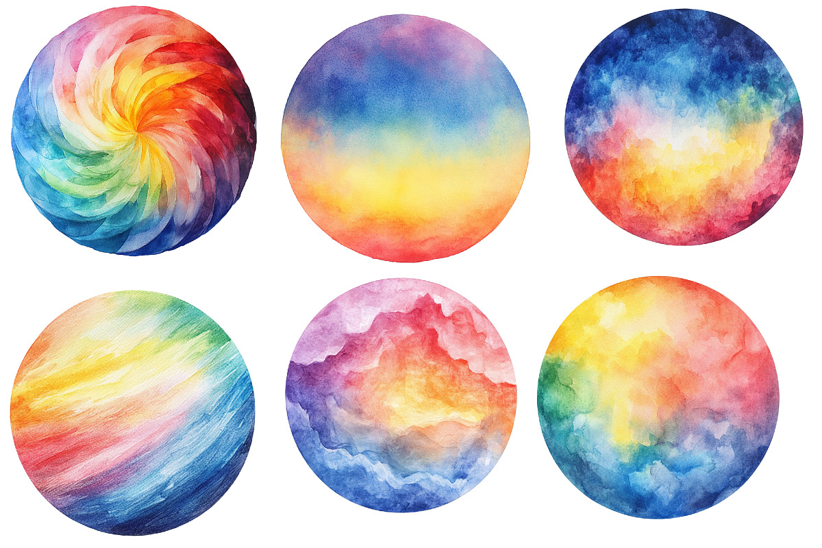 Rainbow Pastel Watercolor Circles, an Illustration by Designworld (Photo 4 of 7)