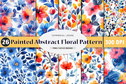 Painted Abstract Floral Pattern Set, an Illustration by SinaCreation (Thumbnail 1 of 5)