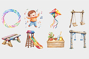 Watercolor Children’s Playground, a Seasonal Illustration by Design Market (Thumbnail 5 of 5)