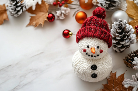Handmade snowman with knitted hat, a Holiday Photo by MistyDay