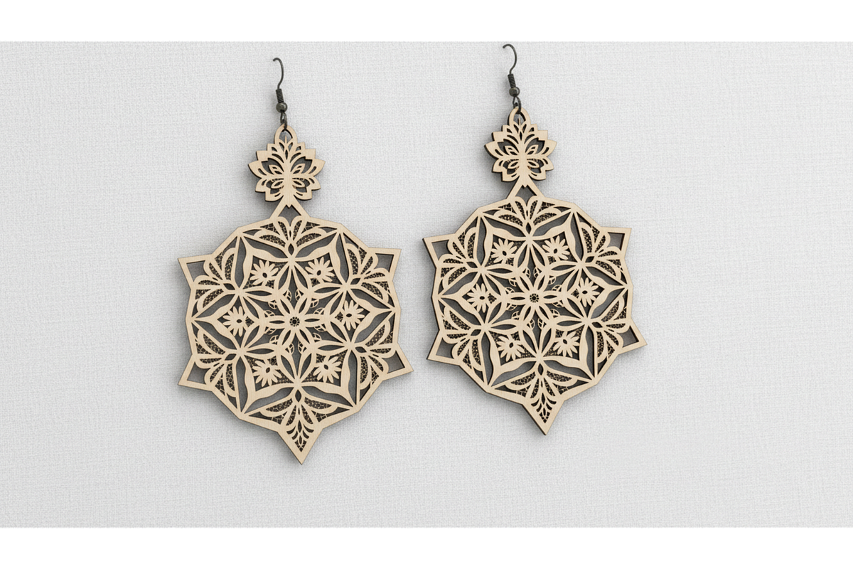 Laser Cut Ornament Earrings, an Illustration by hafijul (Photo 11 of 11)