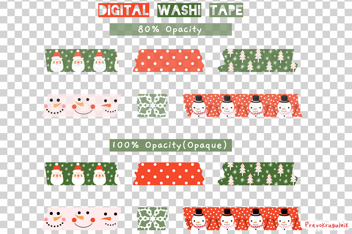 Digital Christmas Washi Tape Sticker, a Decorative Illustration by Pravokrugulnik (Photo 2 of 4)