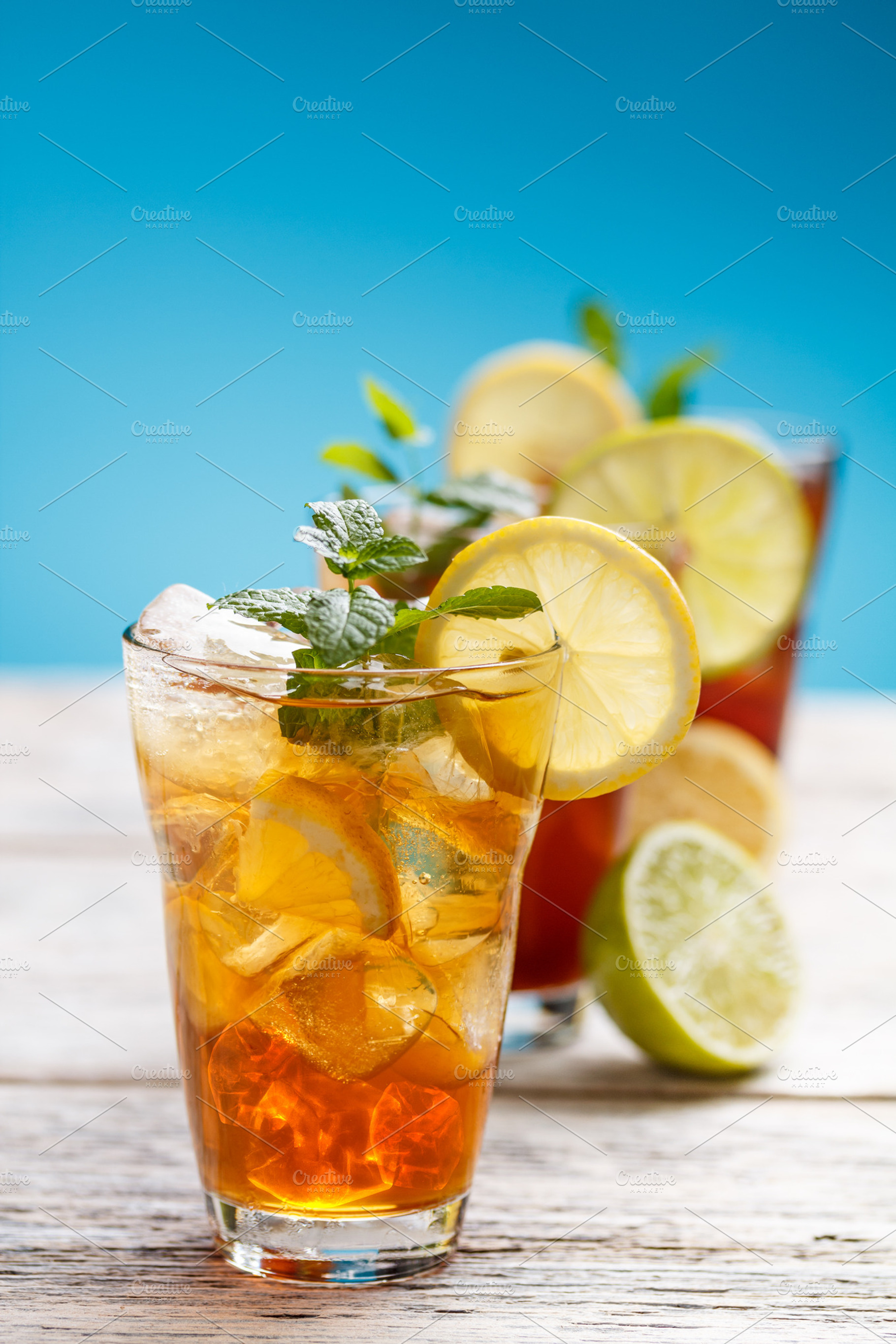 Iced tea containing beach, beverage, and blue