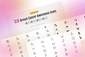 Breast Cancer Awareness Icons, an Icon by Yasa Design Studio