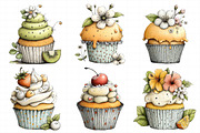 Watercolor Summer Cupcake Clipart, an Illustration by Daily.Designs (Thumbnail 4 of 8)