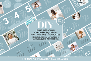 Blue Instagram Carousel Templates, a Social Media Template by SunshineStudioBoutique