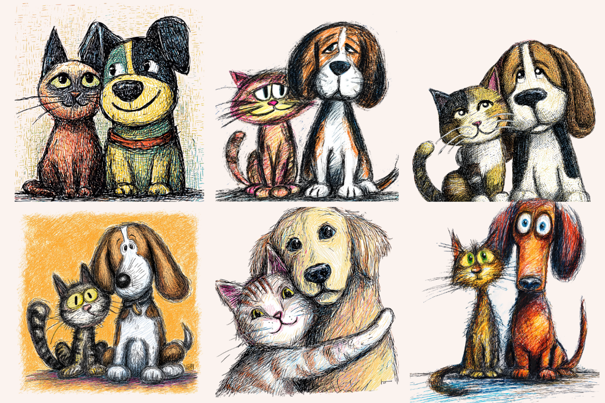 Quirky Dogs & Cats Illustrations, an Animal Illustration by PrintHaven Designs (Photo 2 of 9)