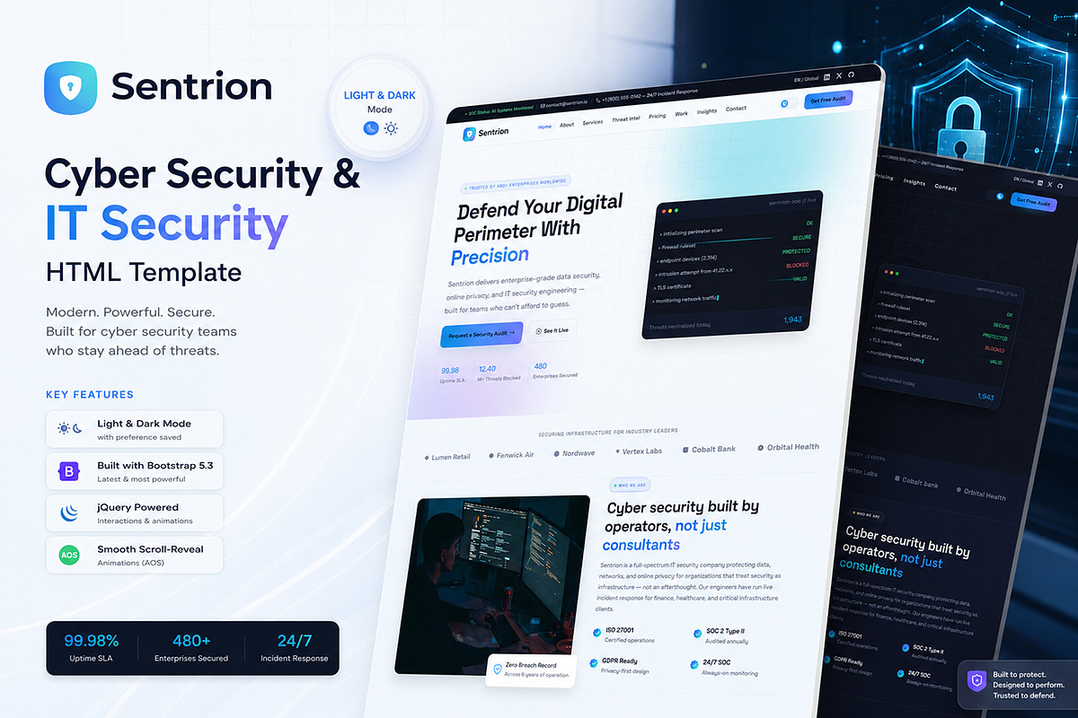 Sentrion CyberSecurity HTML Template, a HTML Template by Helenshop (Photo 1 of 3)