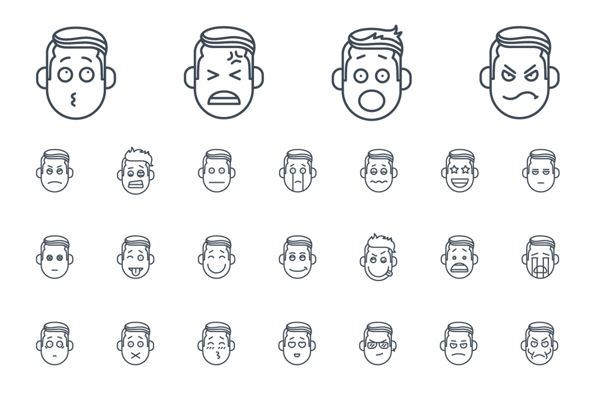 50 Emotion line icons, an Outline Icon by vladimir..lavrentev (Photo 1 of 6)