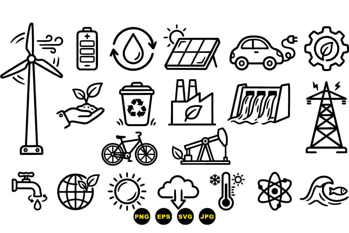 Eco Energy Icon Set SVG, an Illustration by designvectx (Photo 3 of 3)