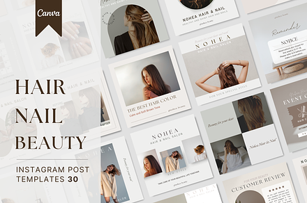 Hair Beauty Instagram Template CANVA, a Social Media Template by NoheaDesignShop