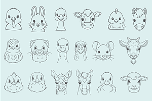 Adorable Baby Farm Animal Icon Set, an Outline Icon by MkStudio