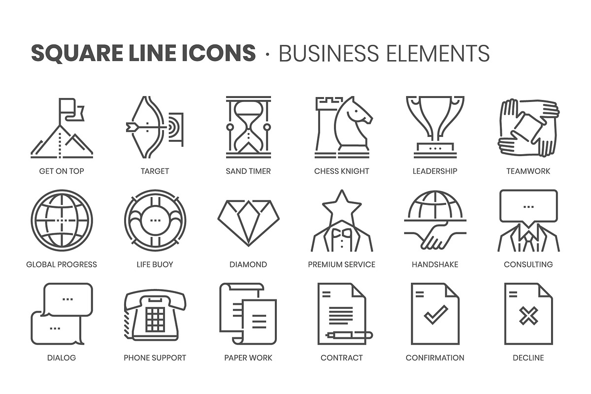 Square line icons, an Outline Icon by Howcolour (Photo 56 of 85)
