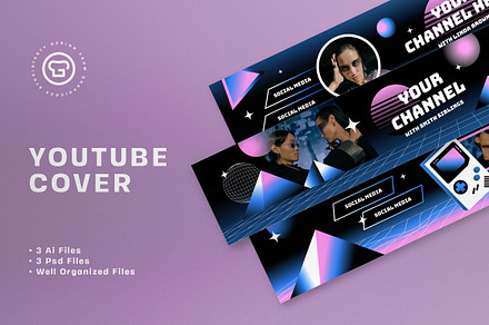 Synthwave Gamers YouTube Cover, a Social Media Template by graphicook