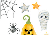 Watercolor Halloween Clipart, an Illustration by Natalya_Mona_Art (Thumbnail 3 of 10)