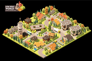 Vector Isometric Small Town